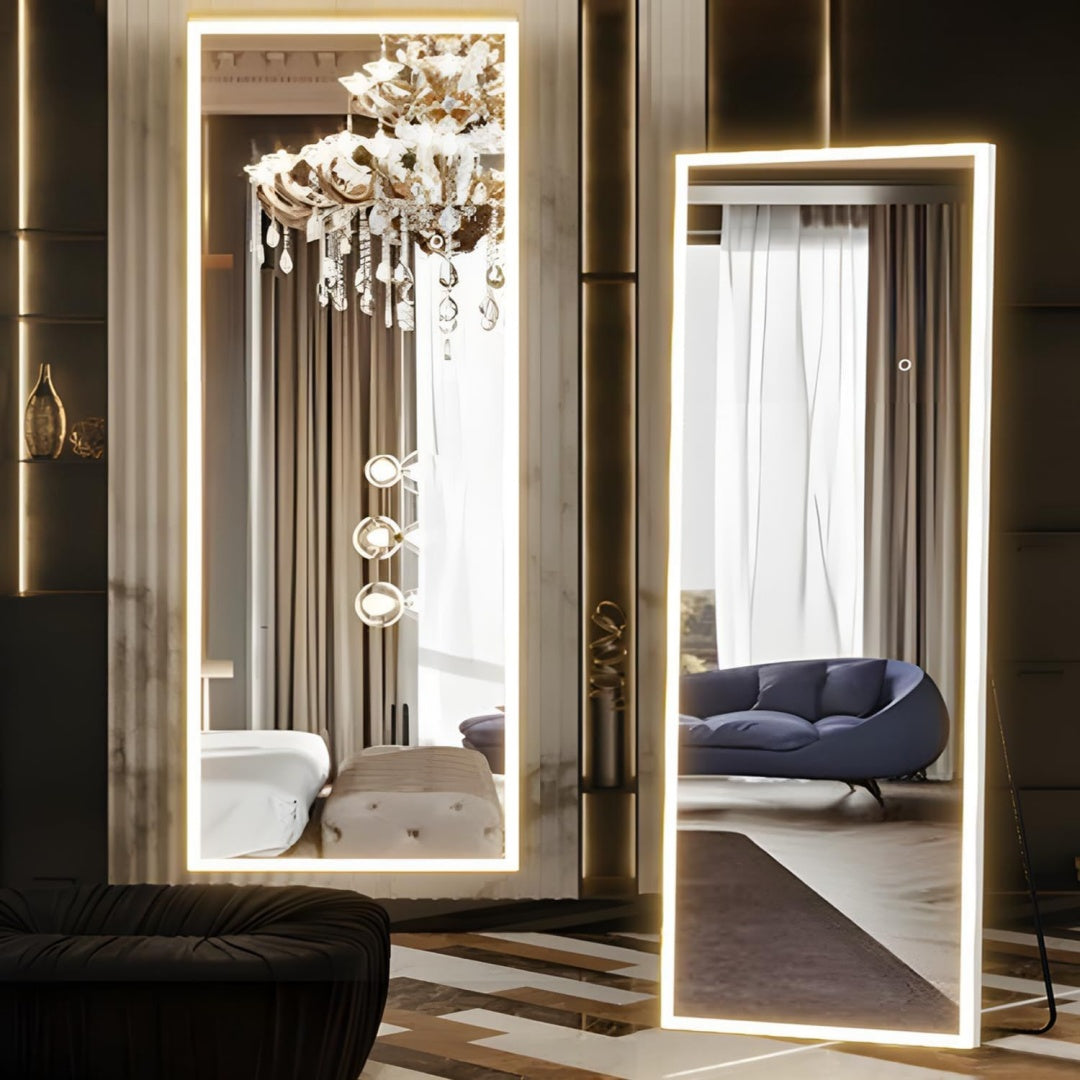 specchi da parete bianco alluminio illuminato a led