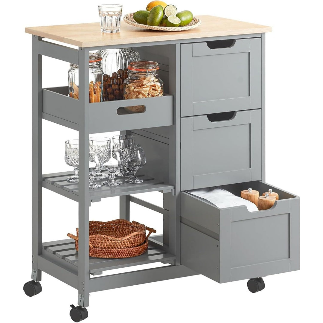 carrelli portaoggetti con cassetti grigio per letto ruote