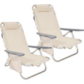 sedie da spiaggia a baldacchino beige alluminio relax imbottito