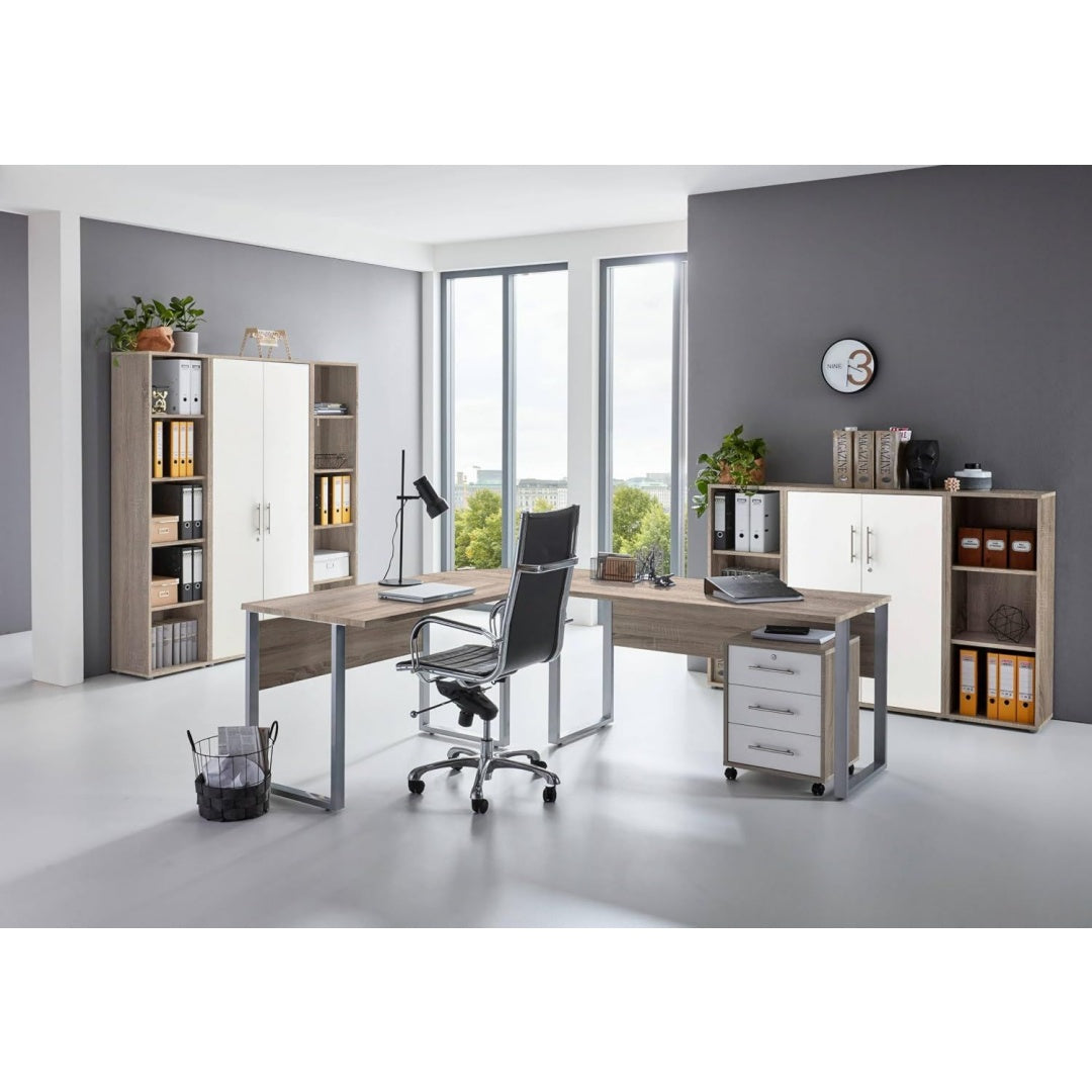 set arredo studio bianco con ripiani per ufficio